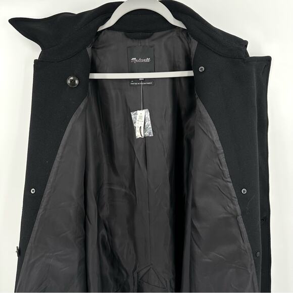 Madewell Wool Blend Double Breasted Trench Coat in black Size XL - Picture 4 of 12